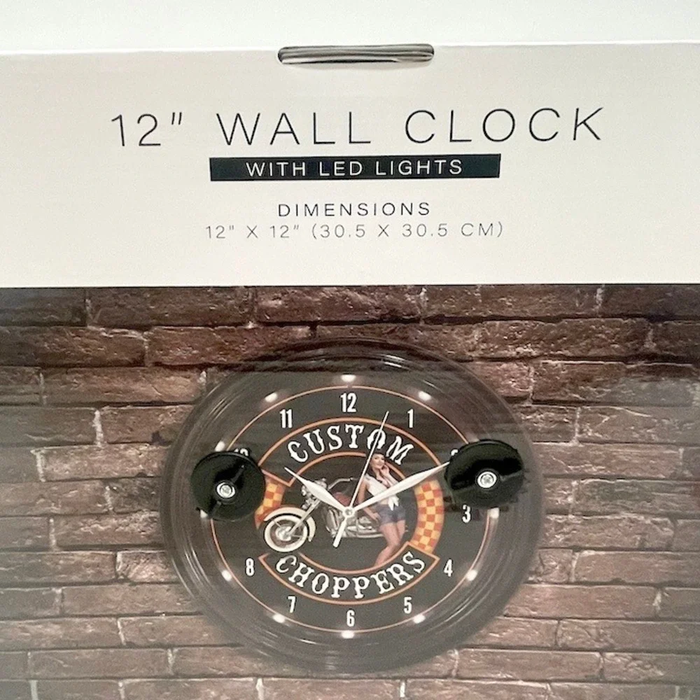 American Art Decor Custom Choppers Pin-Up Girl LED Wall Clock Biker New